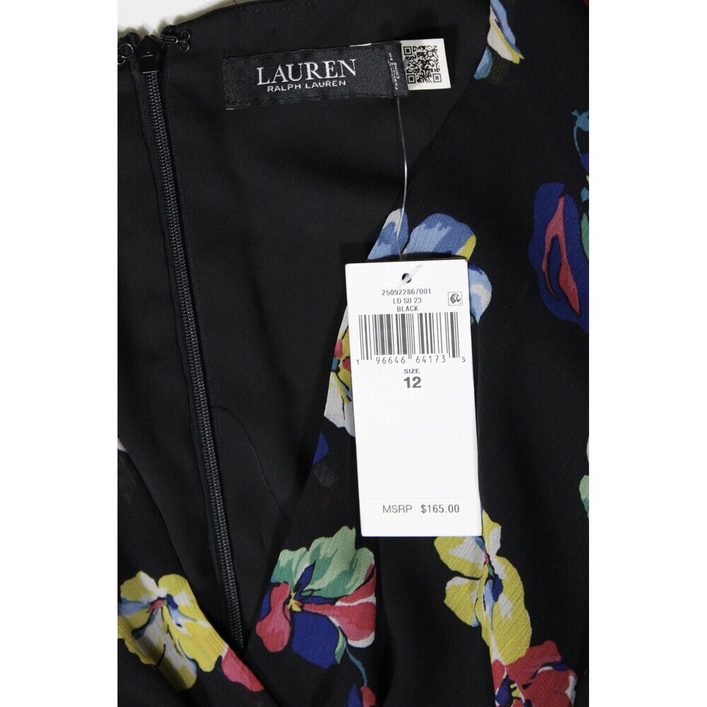 NEW Lauren Ralph Lauren Women's 12 Floral Georgette V-Neck Dress • Reg Price 165 - Picture 2 of 2